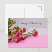 Postale Fête des mères avec carte rose (Devant / Derrière)