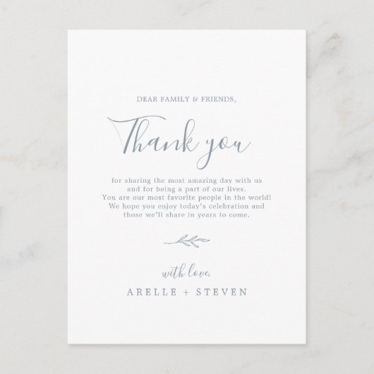 Postale Feuille minimale | Carte de réception Dusty Blue M (Devant)