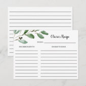 Postale Feuilles aquarelle | Carte de recette (Devant / Derrière)