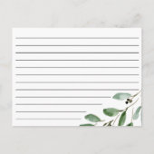 Postale Feuilles aquarelle | Carte de recette (Dos)