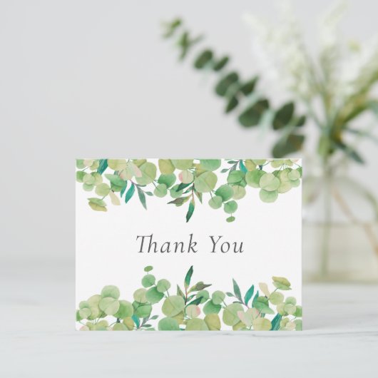 Postale Feuilles d'eucalyptus élégantes - Carte de remerci (Debout devant)