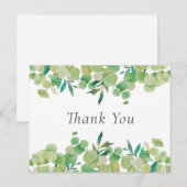 Postale Feuilles d'eucalyptus élégantes Carte de remerciem (Devant / Derrière)