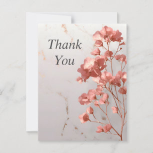 Postale Feuilles rose d'or sur Carte de remerciements de m