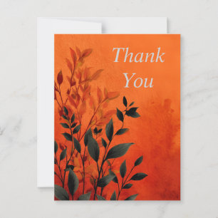 Postale Feuilles sur Bright Orange Arrière - plan Carte de