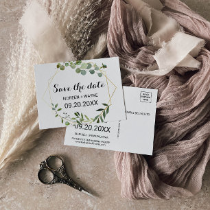 Postale Feuilles verts tropicaux Sauvegardez la carte Date