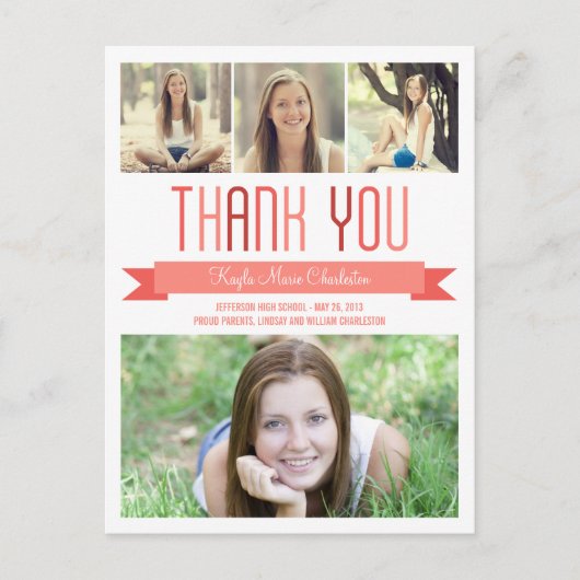 Postale Fier Banner Carte de remerciements de graduation (Devant)