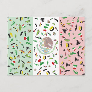 Postale Fiesta mexicaine - Drapeau du Mexique Carte postal
