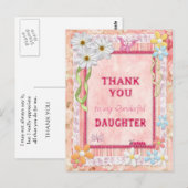 Postale fille Merci, carte d'artisanat de fleurs (Devant / Derrière)