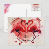 Postale Flamant rose/Coeur - Carte postale/Vorlage (Devant / Derrière)