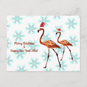 Postale Flamant rose Oiseaux Noël, Nouvel An Carte de voeu