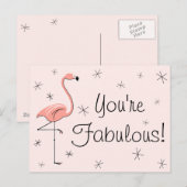 Postale Flamant rose rose "Vous êtes fabuleux !" carte pos (Devant / Derrière)