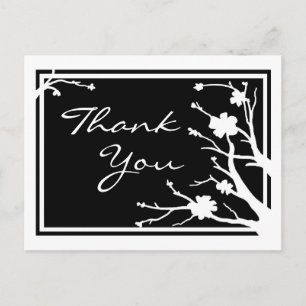 Postale Fleur blanche noire personnalisable merci carte po