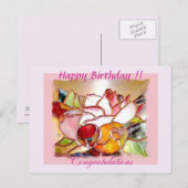 Postale " Fleur Glorieuse " Carte de Vœux d'Anniversaire (Devant / Derrière)