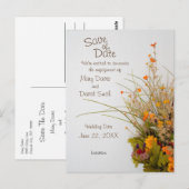 Postale Fleurs Blancs Bois Chute Enregistrer La Date Carte (Devant / Derrière)