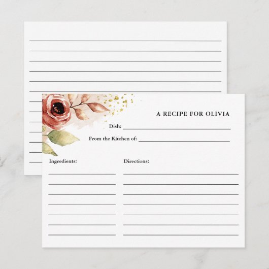 Postale Fleurs Boho, Fête des mariées Carte Recette Person (Devant / Derrière)