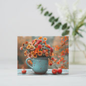 Postale fleurs de carte de voeux de chute dans un vase (Debout devant)