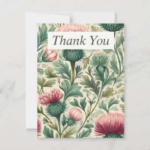 Postale Fleurs de chardon rose sur Carte de remerciements