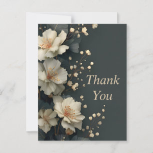 Postale Fleurs d'ivoire sur Carte de remerciements noir