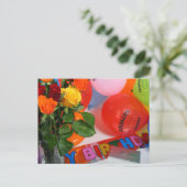 Postale Fleurs et ballons Carte d'anniversaire (Debout devant)