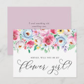Postale Fleurs Pastel Serez-Vous Ma Carte Fille Fleur (Devant / Derrière)