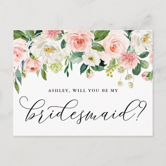 Postale Fleurs Romantiques Serez-Vous Ma Carte De Mère D'É (Devant)