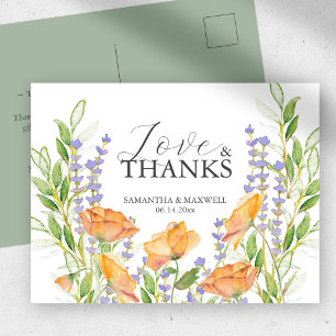 Postale Fleurs sauvages d'aquarelle carte de remerciements