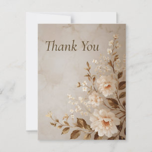 Postale Fleurs sur Carte de remerciements en marbre Brown