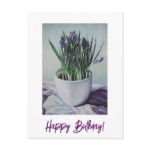 Fleurs violettes dans une tasse peinture carte d'a