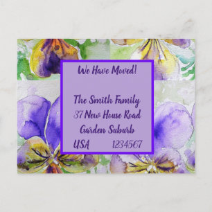 Postale Fleurs violettes Nouvelle Adresse Carte Postale, N