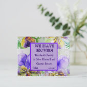 Postale Fleurs violettes Nouvelle Adresse Carte Postale, N (Debout devant)