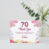 Postale Floral 70e anniversaire carte de remerciements 70 (Debout devant)