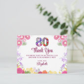 Postale Floral 80e anniversaire carte de remerciements 80 (Debout devant)