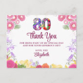 Postale Floral 80e anniversaire carte de remerciements 80 (Devant)