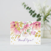 POSTALE FLORAL, CARTE DE REMERCIEMENTS D'ANNIVERSAIRE (Debout devant)