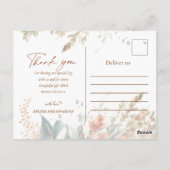 Postale Floral Fall Boho Mariage Carte de remerciements (Dos)