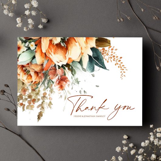 Postale Floral Fall Boho Mariage Carte de remerciements