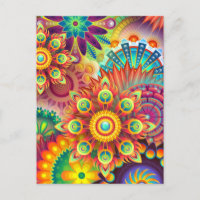 Floral Mandala Collage carte de voeux psychédéliqu