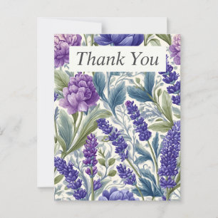 Postale Floral pourpre et bleu sur Carte de remerciements