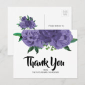 Postale Floral Violet violet Fête des mariées Carte de rem (Devant / Derrière)