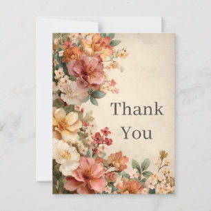 Postale Florales vintages sur Carte de remerciements crème