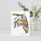 Postale Floride États-Unis Carte de l'État à l'aquarelle v (Debout devant)