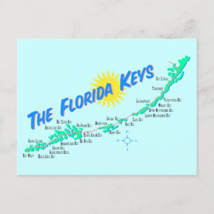 Postale Floride Keys Carte rétro illustration