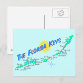 Postale Floride Keys Carte rétro illustration (Devant / Derrière)