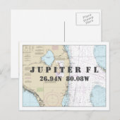 Postale Floride Sud carte nautique Latitude Longitude (Devant / Derrière)