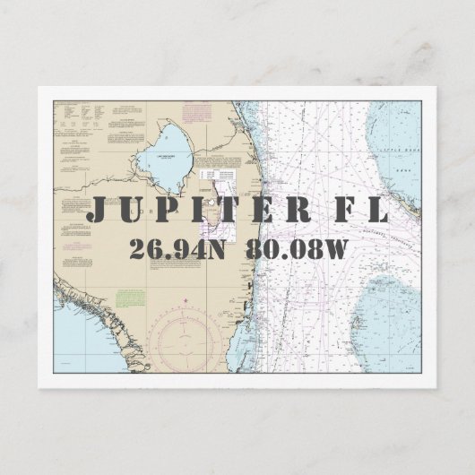 Postale Floride Sud carte nautique Latitude Longitude (Devant)