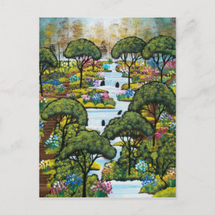 Postale FOLK ART Early Morning PAR LORI EVERETT carte post