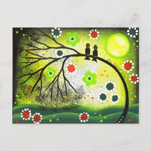 Postale FOLK ART Inséparables PAR LORI EVERETT carte posta (Devant)