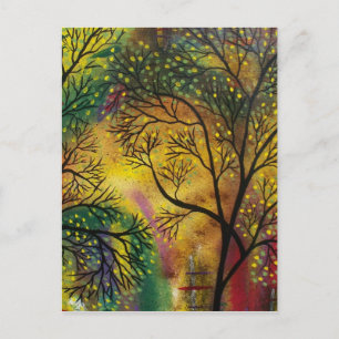 Postale FOLK ART Lumière Derrière les arbres par carte pos