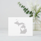 Postale Forme de carte de l'État gris du Michigan avec déc (Debout devant)