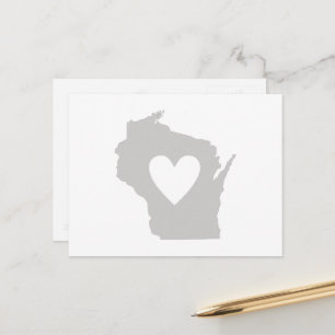 Postale Forme de carte d'état gris du Wisconsin avec décou